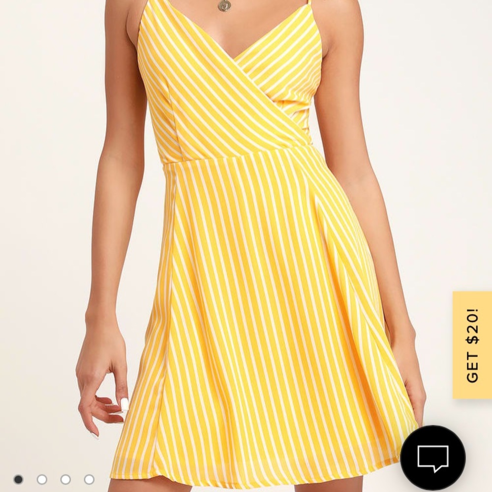 Yellow Striped Tie- Back Skater Dress
